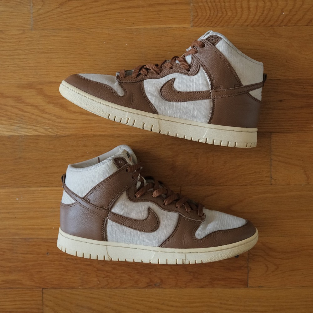 Nike Dunk High Mens Brown Sail Leather Textile High Top DQ8800-200 10.5 Retro